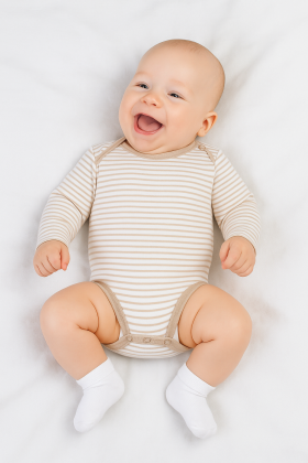 Kojenecké body bavlna béžový proužek Baby Service