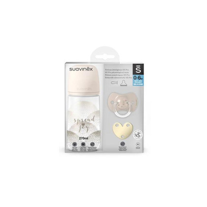 SADA láhev 270ml + dudlík fyziologický 0-6m + klip JOY Suavinex