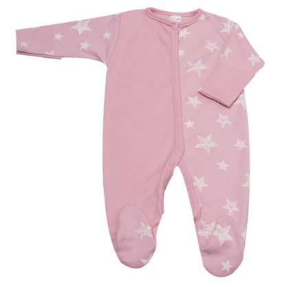 Kojenecký overal dlouhý rukáv/nohavice s rukavičkami Hvězdy MKcool Starorůžový