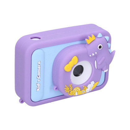 Dětský digitální fotoaparát silikonové pouzdro dino stativ - foto 48Mpx video Full HD