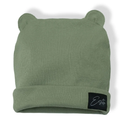 Zimní žebrovaná čepice s oušky Color Sage zelená Esito 