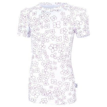 Tričko dívčí tenké TISK KR Outlast®UV faktor 50+, bílá kytičky