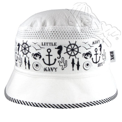 Letní klobouček marine se síťkou bílý RDX