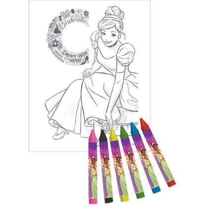 Samolepkový set s omalovánkami a voskovkami 500ks Disney Princezny