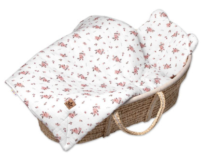 Mušelínová sada bílá Teddy 30 x 35 cm, 70 x 100 cm 2D Little Flowers Baby Nellys