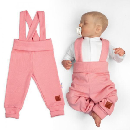 Rostoucí legíny se šlemi, žebrované s širokým pásem meruňkové