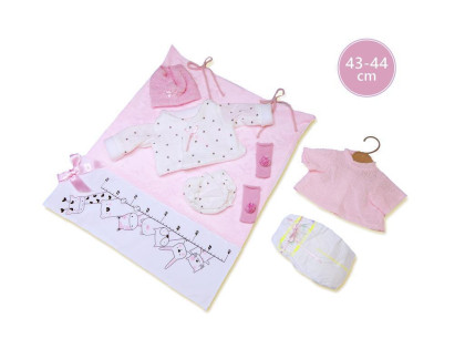 Obleček pro panenku miminko New Born velikosti 43-44 cm Llorens 5dílný růžový