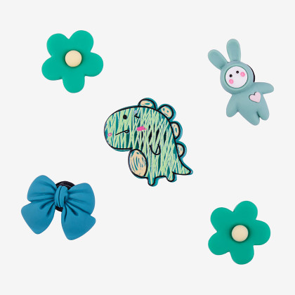 Amulety - ozdoby na boty Amuletz Zelení dinosauři a králíci mix Coqui