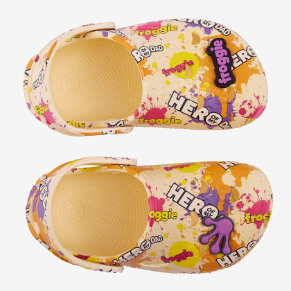 Dětské nazouváky clogsy žluté Hero + amulet Little Frog Coqui