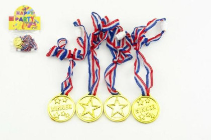 Zlaté medaile průměr 4ks plast