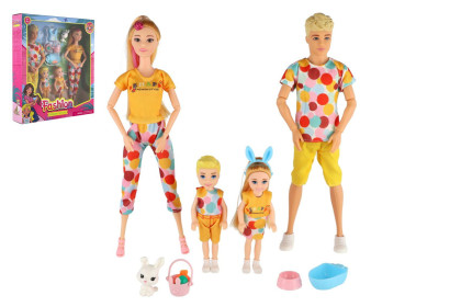 Panenka s panáčkem 30 cm s dětmi 2 ks - rodina s doplňky 