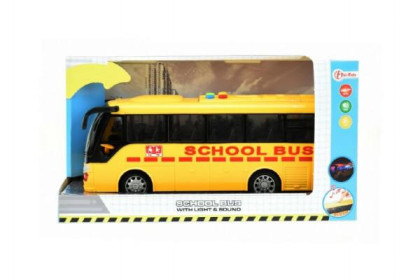 Autobus školní plast 29cm na baterie se světlem se zvukem na setrvačník