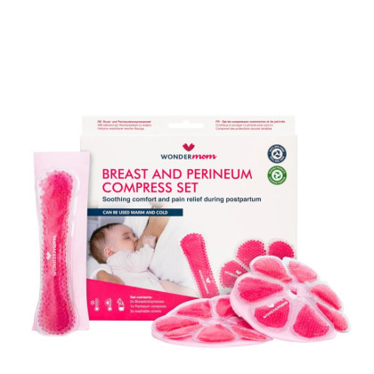Sada perličkových obkladů na prsa 2 ks a poporodní vložky 1 ks Wondermom