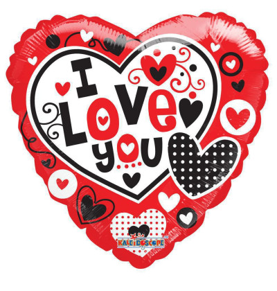 Srdce - ILY - srdíčka 18"/46 cm fóliový balónek