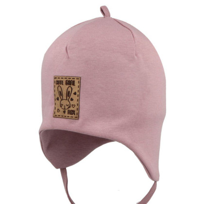 Dívčí kojenecká čepice vázací Zajíc růžová RDX