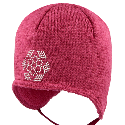 Zimní dívčí zavazovací čepice Vločka kamínky Růžová RDX