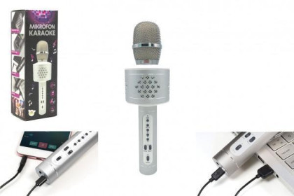 Mikrofon karaoke Bluetooth na baterie s USB kabelem