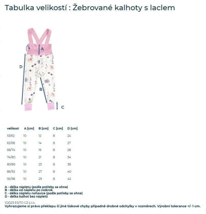 Rostoucí žebrované kalhoty s laclem Color Cream - smetanová Esito