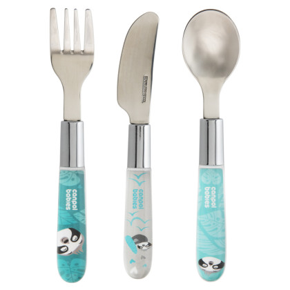 Příbor kovový Exotic Animals 3 ks modrý Canpol Babies