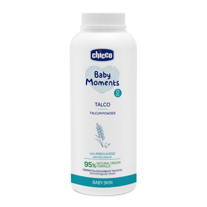 Pudr dětský Baby Moments s rýžovým škrobem 95 % přírodních složek 150 g Chicco