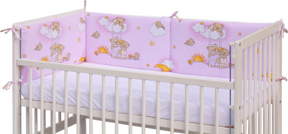 Mantinel do postýlky 4dílný - Mráček - 180 x 30 cm - růžový Scarlett