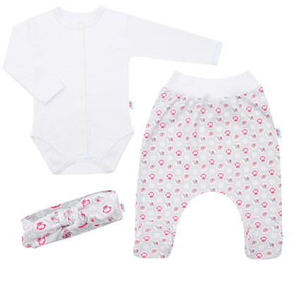 3-dílná bavlněná kojenecká souprava New Baby Kiddy Bílo-růžová