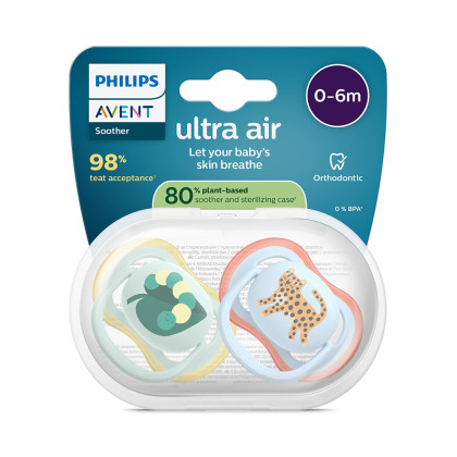 Šidítko Ultra air modrá/zelená 0-6 m obrázek chlapec, 2ks Philips Avent