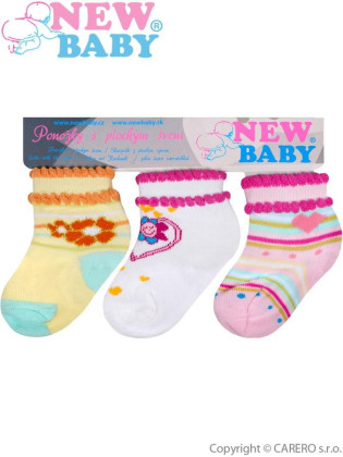 Kojenecké bavlněné ponožky New Baby barevné - 3ks vel. 74 (9 - 10 cm)