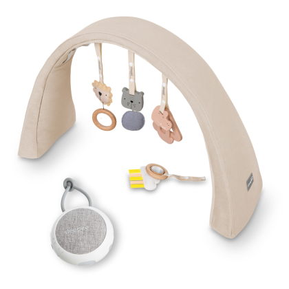 Nastavitelná hrazdička s hračkami a bílým šumem 2 v 1 Sleepee