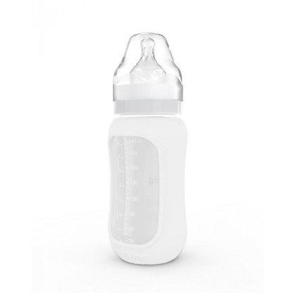 Kojenecká lahev skleněná 240 ml široká silikonový obal