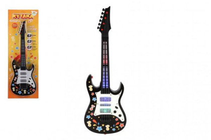 Kytara plast 53 cm s popruhem na baterie se zvukem se světlem