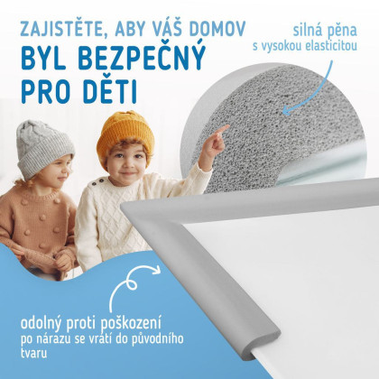 Ochranná páska pěnová šedá pro ochranu hran a rohů skleněného nábytku 1 ks (2 m) Sipo