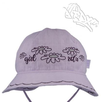 Dívčí letní vázací klobouk Kytičky Fialový RDX