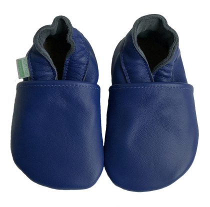 Kožené capáčky Barefoot Vel. S (0-6 měs.) Hopi Hop Modré