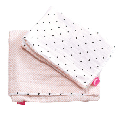 Povlečení bavlněné mušelínové do postýlky Pro-Washed 2-dílné Motherhood Pink Squares