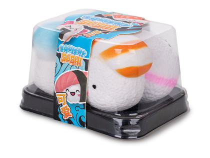 Squishy Sushi Kawaii 5 cm – mačkací sushi kamarádi, sada 3 ks