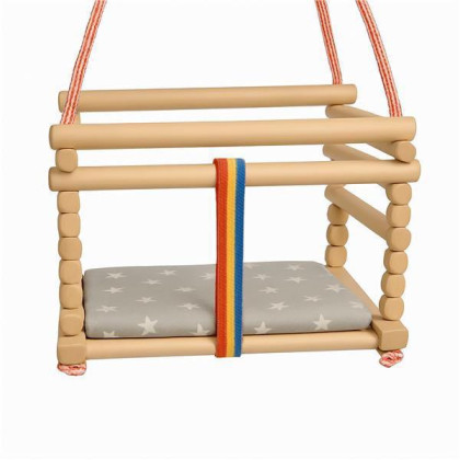 Dětská houpačka buková přírodní + polštářek Baby Mix
