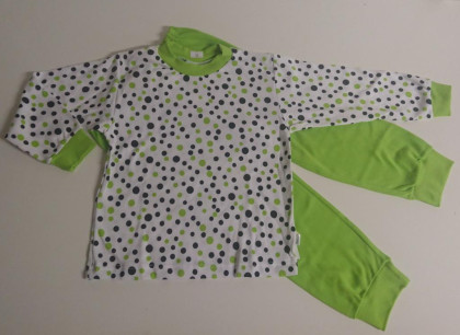 Bavlněné pyžamo zelený puntík vel. 98