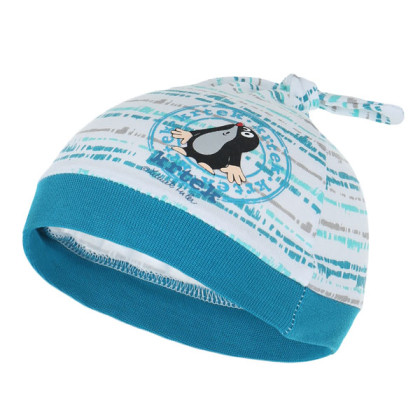 Čepička bavlněná Krtek proužek tyrkysová vel. 40