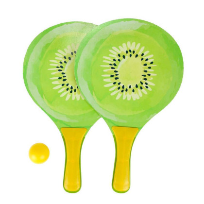 Sada na plážový tenis ovoce dřevěné 38 cm 2 pálky + 1 míček