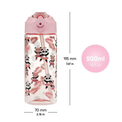 Tritanová láhev na pití s brčkem Panda 500 ml Baagl