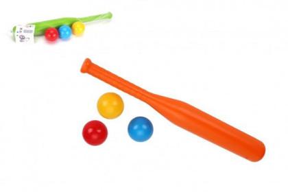 Baseballová pálka 50cm + míčky 3ks plast 