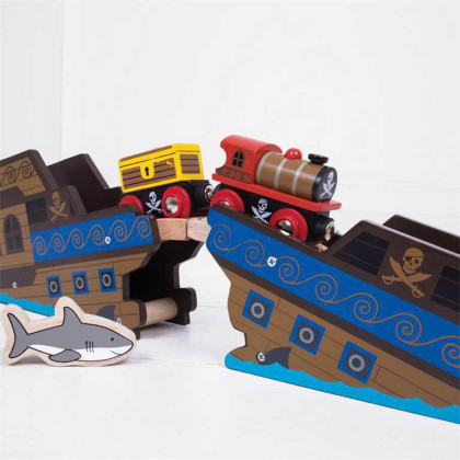 Pirátský vlak + 3 koleje Bigjigs Rail