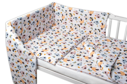 3-dílná sada Mantinel s povlečením Ptáčci a Vážky bílá Baby Nellys