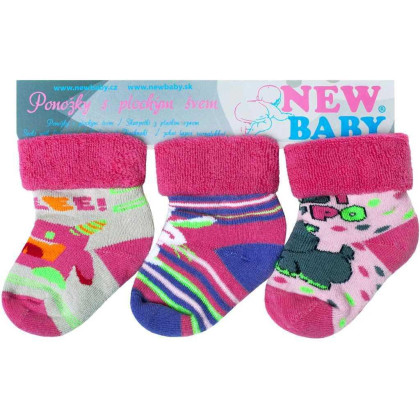 Kojenecké froté ponožky New Baby barevné - 3ks vel. 74 (9 - 10 cm)
