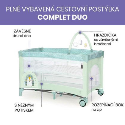 Complet duo cestovní postýlka s druhým dnem a hrazdičkou Asalvo