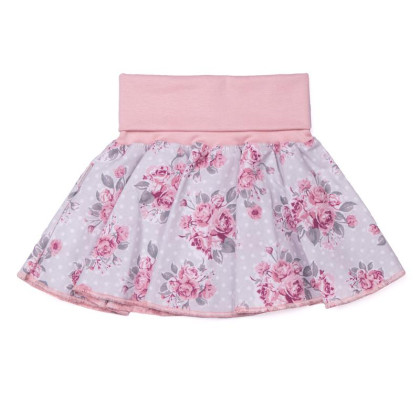 Sukně MKcool šedá/starorůžová/růžičky