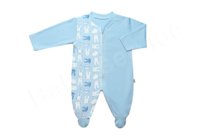 Bavlněný overal se zipem Zajíci Modrá Baby Service