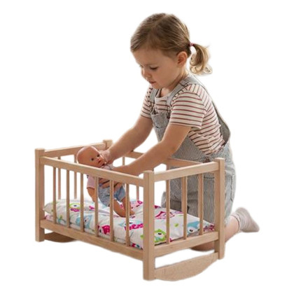 Dřevěná postýlka-kolébka pro panenky s povlečením bears Baby Mix