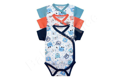 Bavlněné zavinovací body krátký rukáv Medvídek Tm.modré Baby Service